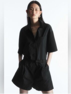 COS Black Shell-Panel Utility Short-Sleeve Playsuit/ Romper M NWOT